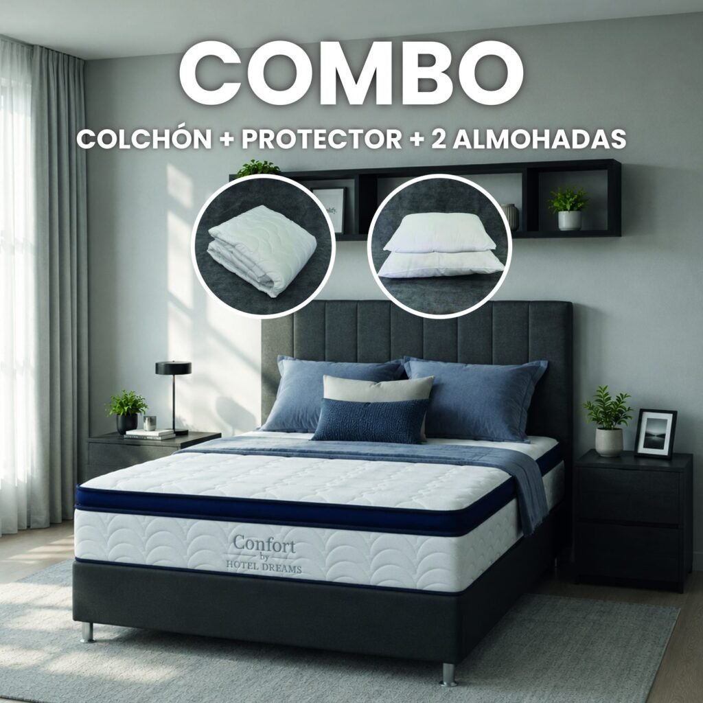 Combo Confort · Protector + 2 Almohadas