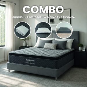 Combo Elegance · Protector + Almohada + Base cama