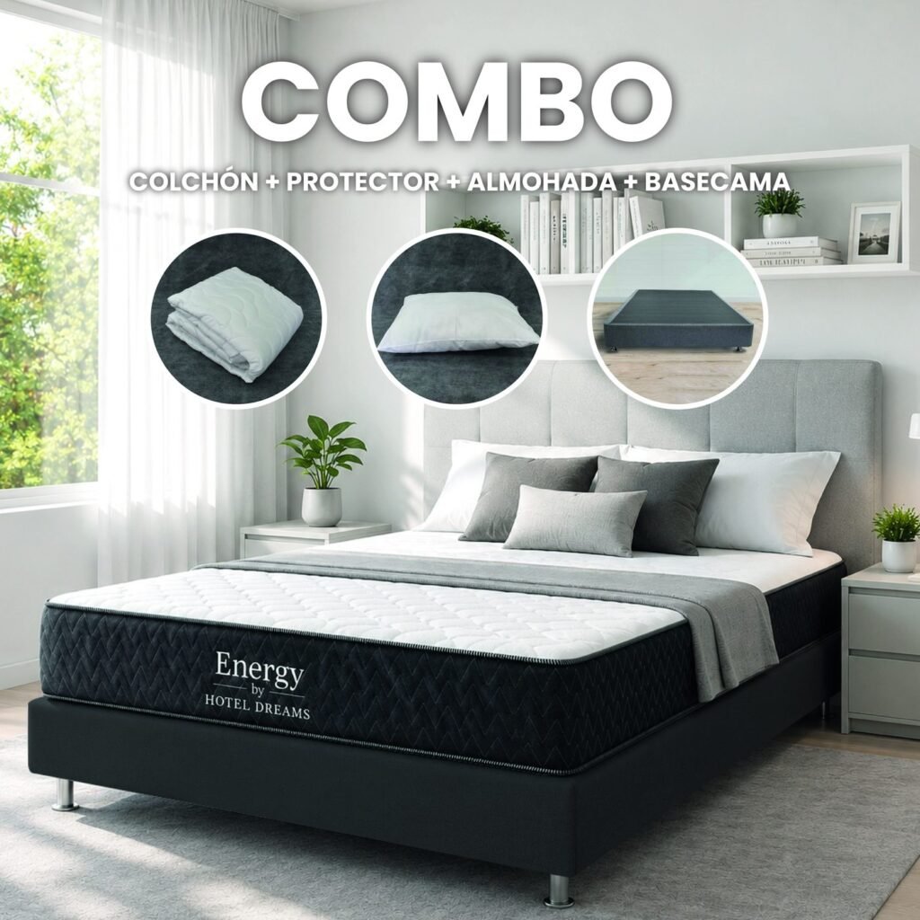 Combo Energy · Protector + Almohada + Base cama