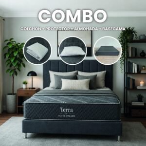 Combo Terra · Protector + Almohada + Base cama